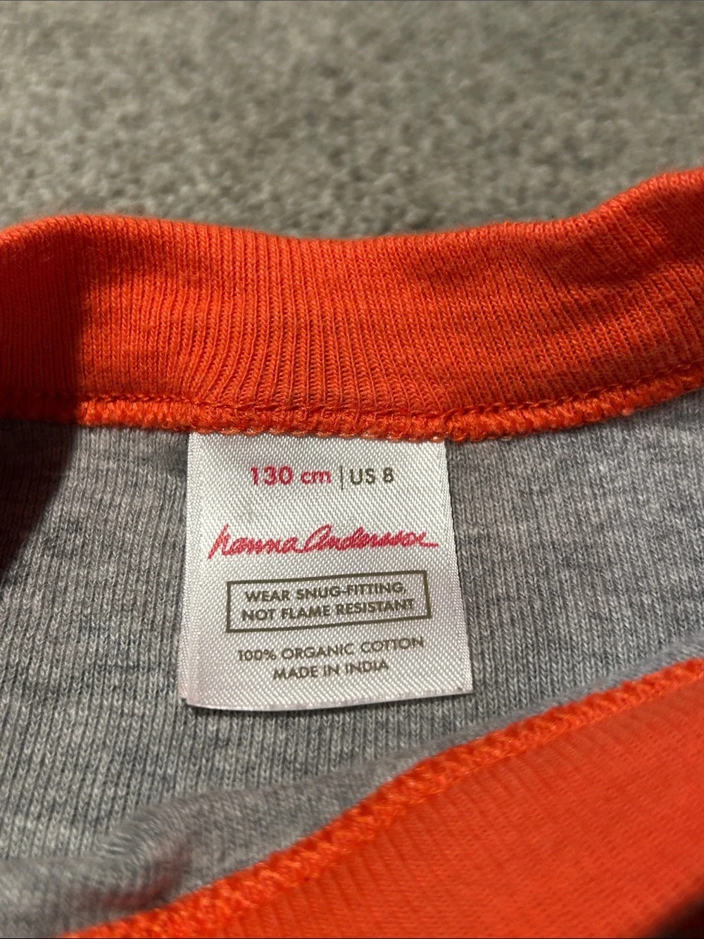 Hanna Andersson Gray Construction Vehicle Pajama Set with Orange Trim